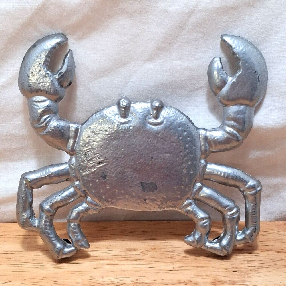 Realistic Cast Aluminum Crab Trivet 6.5" X 5.75" Beach Gulf Ocean Kitchen Decor